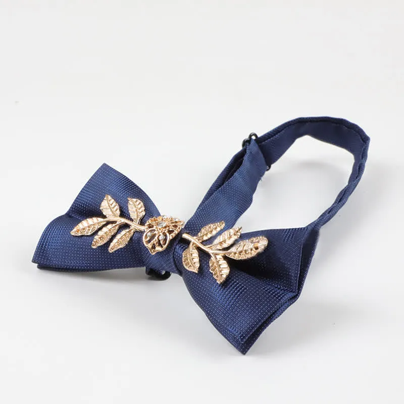 Men's Golden Leaves Flower Ornament Bow Tie sold by FloralTrip product image thumbnail 3