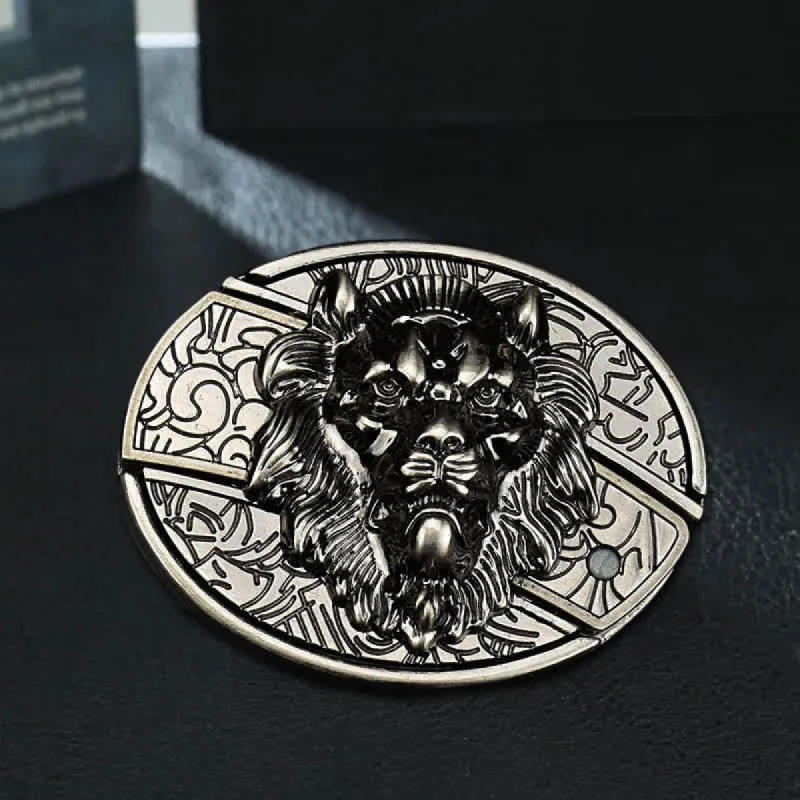 Men's DIY Lion Insignia Hidden Folding Knife Leather Belt sold by FloralTrip