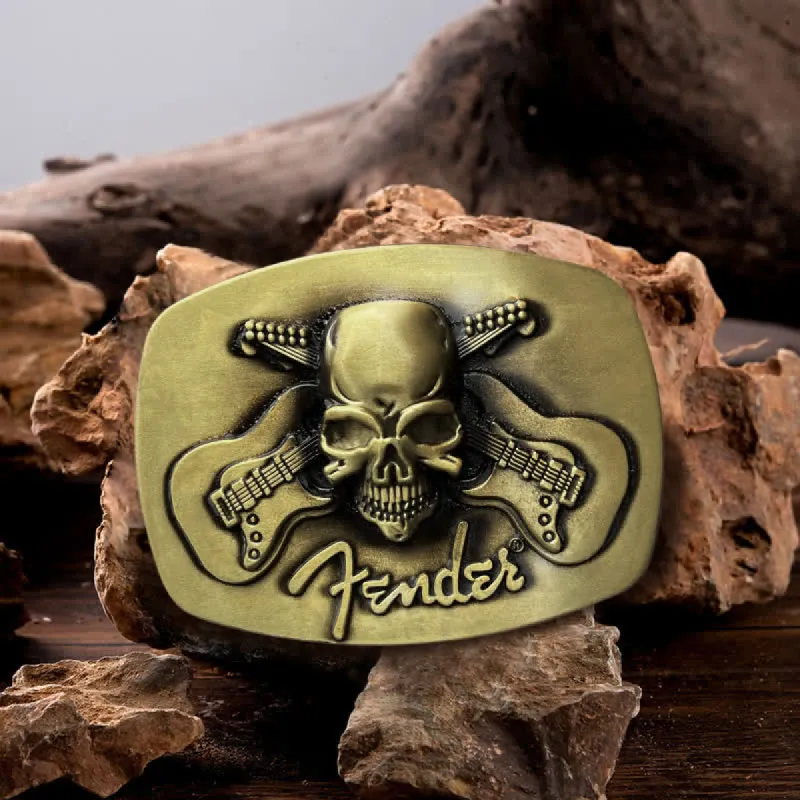 Men's DIY Musical Guitar Skull Buckle Leather Belt sold by FloralTrip