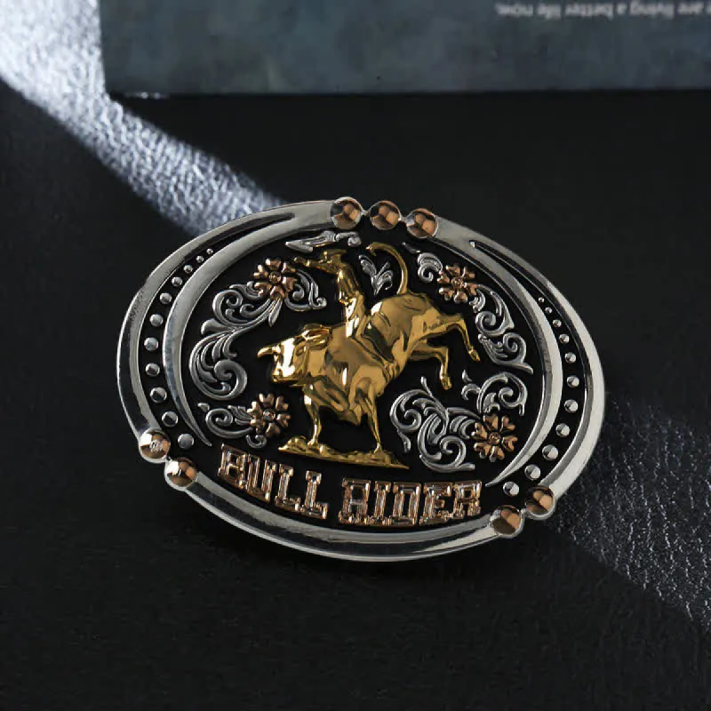 Men's DIY Bull Rider Two Tone Buckle Leather Belt sold by FloralTrip