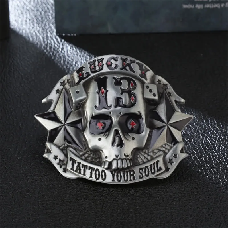 Men's DIY Enamel Skull Death Head Buckle Leather Belt sold by FloralTrip