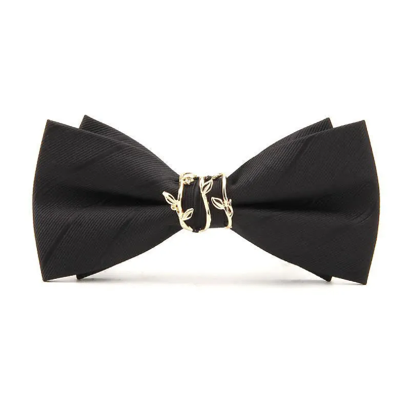 Men's Luxury Golden Vine Leaf Twill Bow Tie sold by FloralTrip
