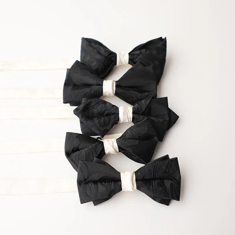 Men's Elegant Black Match White Bow Tie sold by FloralTrip
