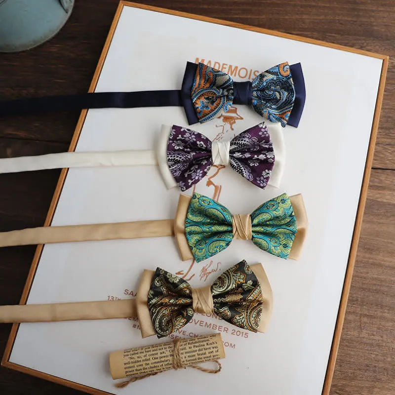 Men's Vintage Paisley Double Layered Bow Tie sold by FloralTrip