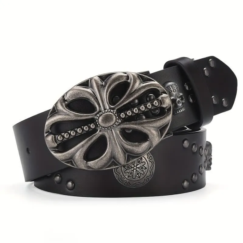 Bohemian Style Vintage Skeleton Riveted Leather Belt sold by FloralTrip