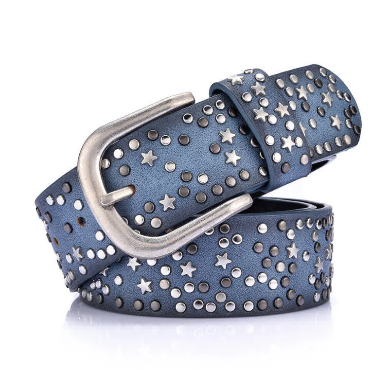 Women's Starry Night Rivet Studded Leather Belt sold by FloralTrip