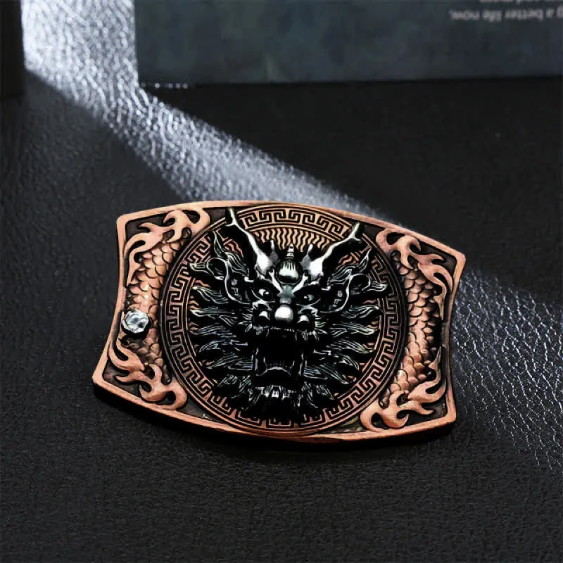 Men's DIY Red Bronze Dragon Hidden Folding Knife Leather Belt sold by FloralTrip