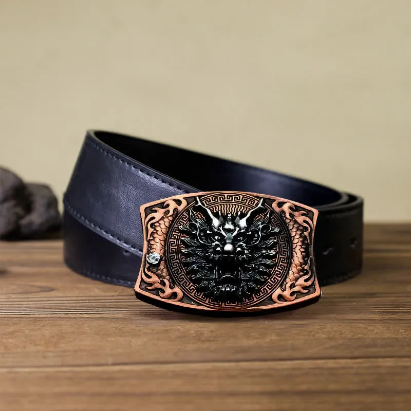 Men's DIY Red Bronze Dragon Hidden Folding Knife Leather Belt sold by FloralTrip product image thumbnail 5