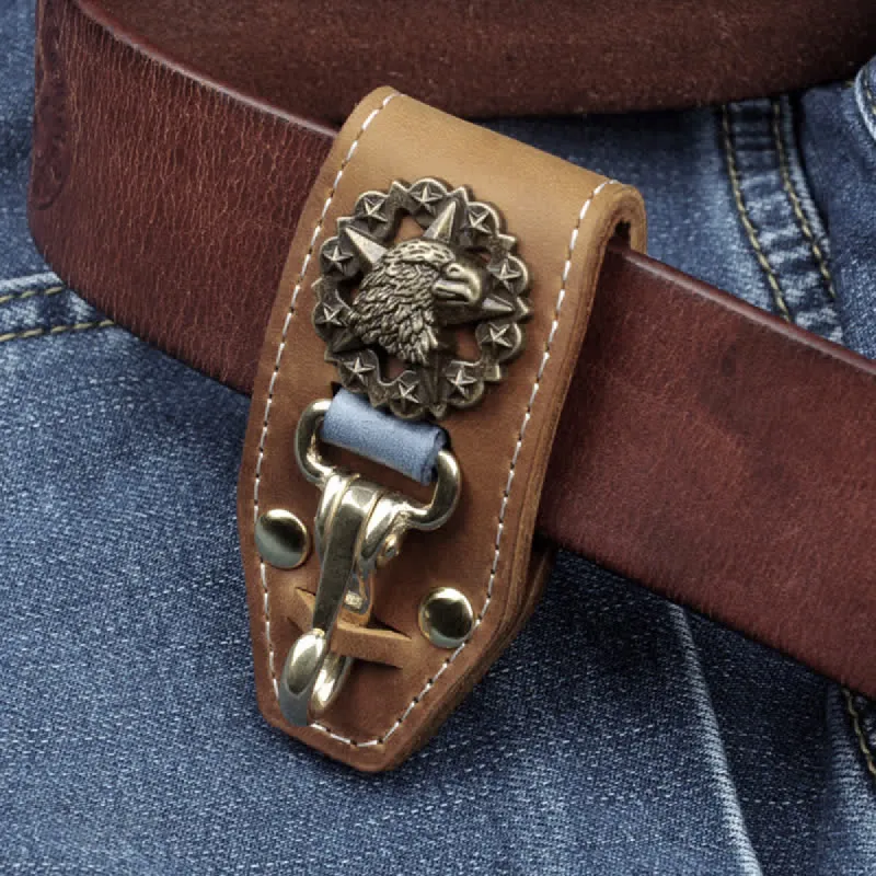 Eagle Head Belt Accessory Handemade Leather Keychain sold by FloralTrip