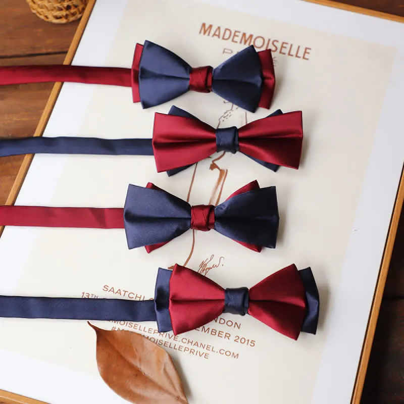 Men's Vintage Red Match Blue Two Tone Bow Tie sold by FloralTrip