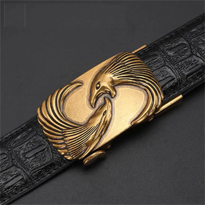 Men's DIY Double Eagles Automatic Buckle Leather Belt sold by FloralTrip