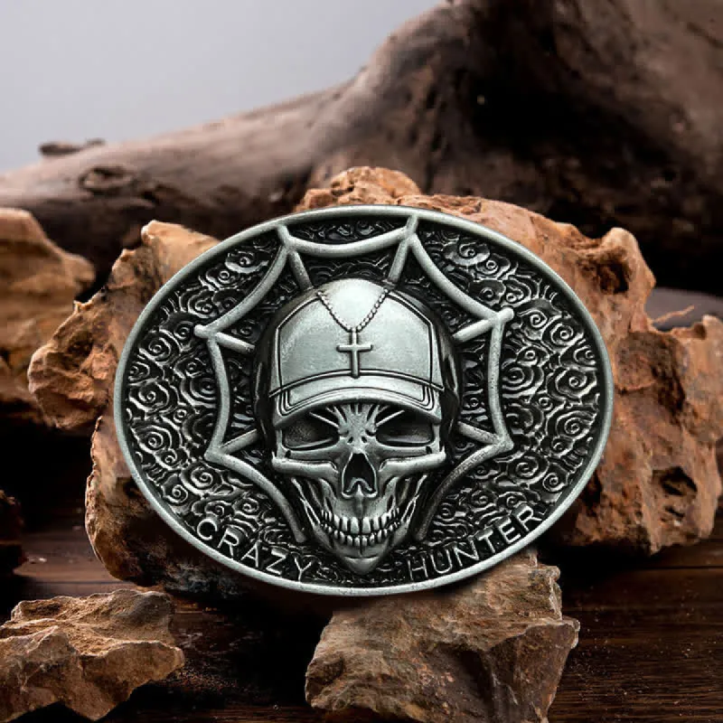 Men's DIY Crazy Hunter Skull Buckle Leather Belt sold by FloralTrip