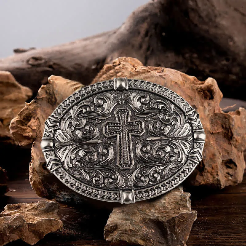 Men's DIY Center Cross Attitude Buckle Leather Belt sold by FloralTrip