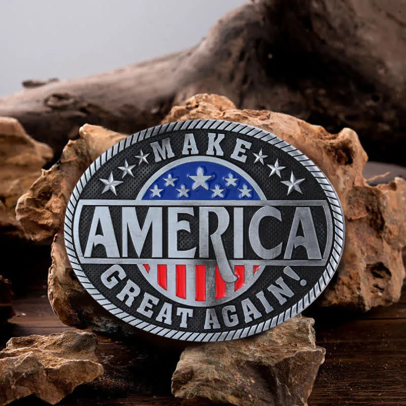 Men's DIY Make America Great Again Buckle Leather Belt sold by FloralTrip