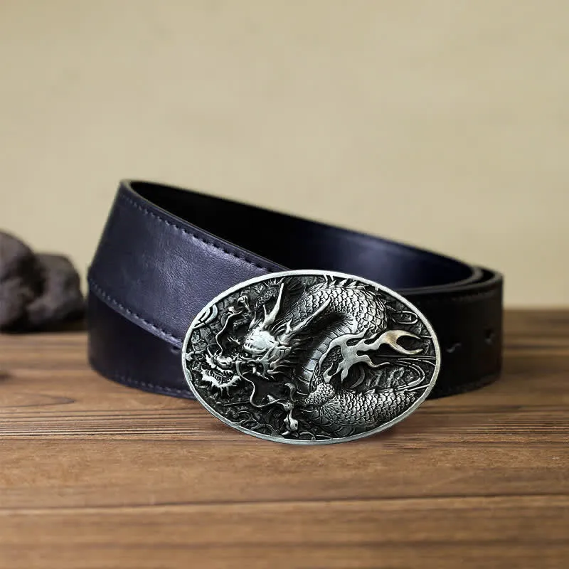 Men's DIY Large Fire Dragon Buckle Leather Belt sold by FloralTrip product image thumbnail 5