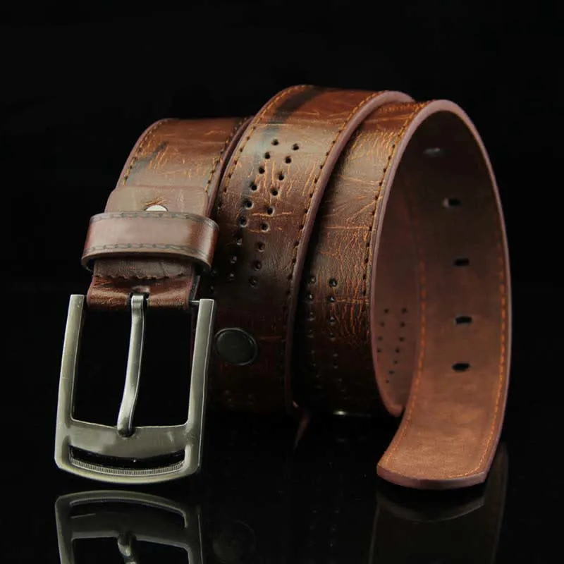 Men's Casual Punk Rivet Antique Hollow Leather Belt sold by FloralTrip product image thumbnail 2