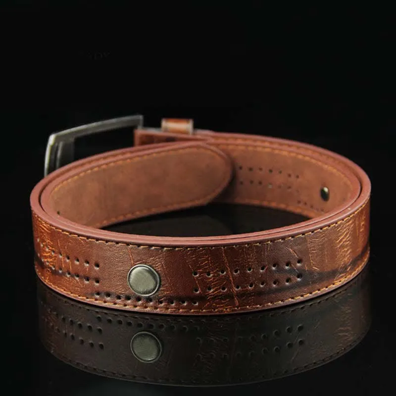 Men's Casual Punk Rivet Antique Hollow Leather Belt sold by FloralTrip product image thumbnail 3