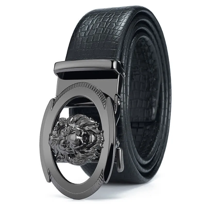 Men's Lion Business Hollow Automatic Buckle Leather Belt sold by FloralTrip