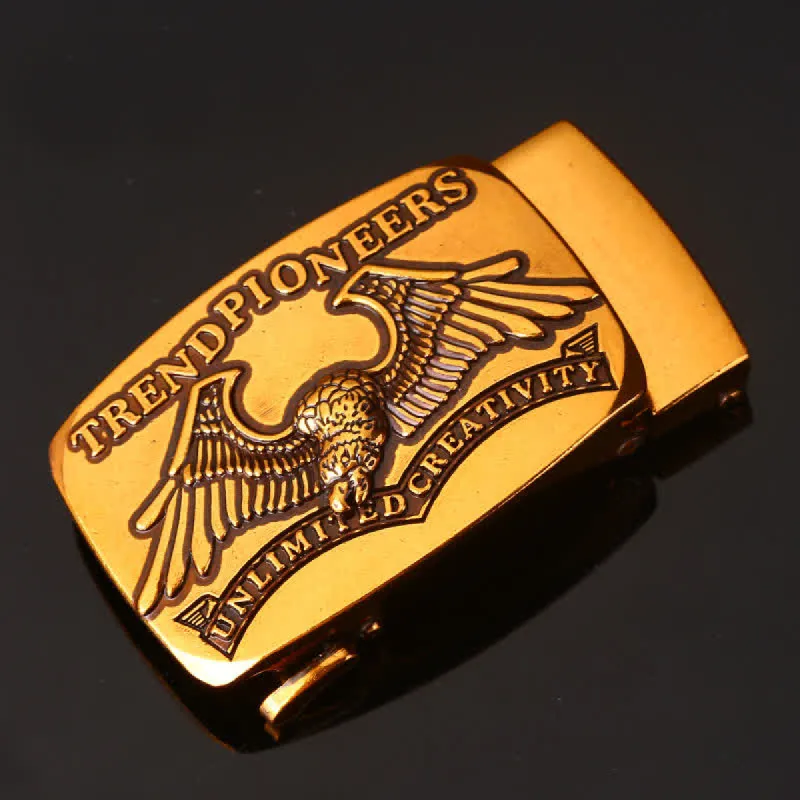 Men's DIY Antique Gold Eagle Automatic Buckle Leather Belt sold by FloralTrip
