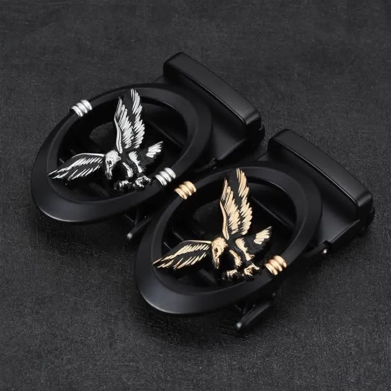 Men's DIY Eagle Black Hollow Automatic Buckle Leather Belt sold by FloralTrip