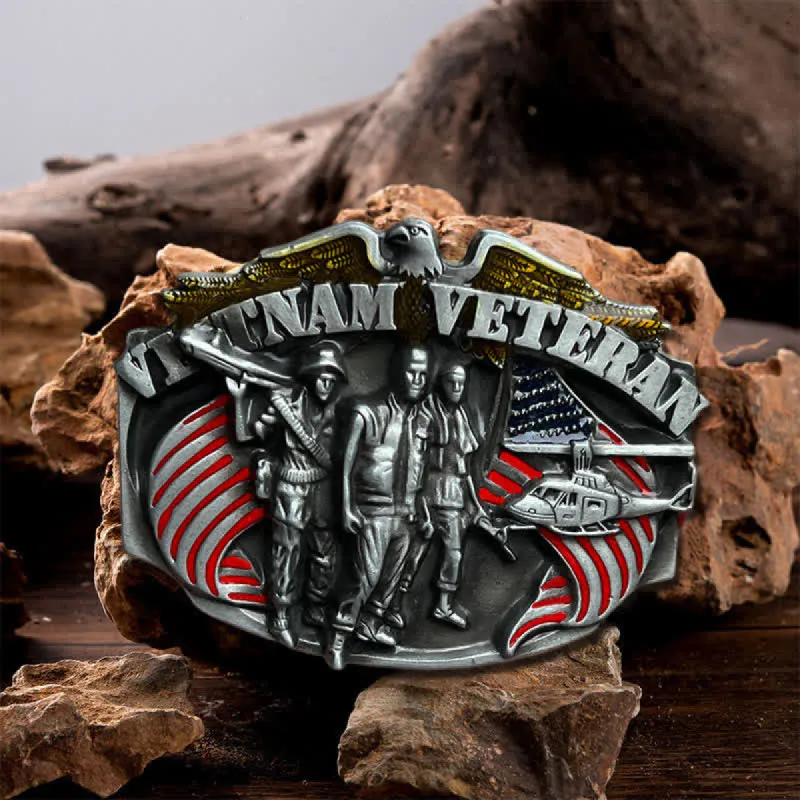 Men's DIY Vietnam Veteran Buckle Leather Belt sold by FloralTrip