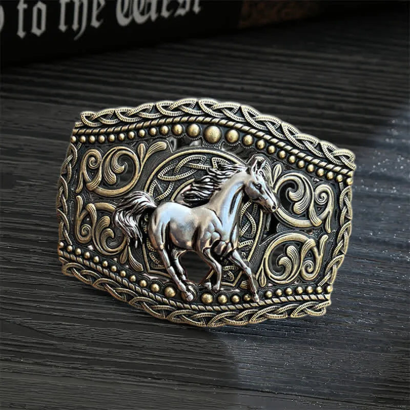Men's DIY Free Running Horse Buckle Leather Belt sold by FloralTrip