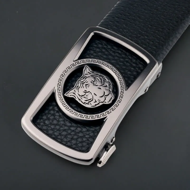 Men's DIY Tiger Head Automatic Buckle Leather Belt sold by FloralTrip