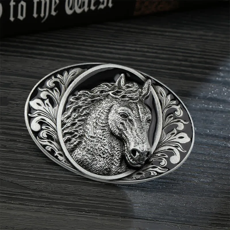 Men's DIY Horse Head Buckle Leather Belt sold by FloralTrip
