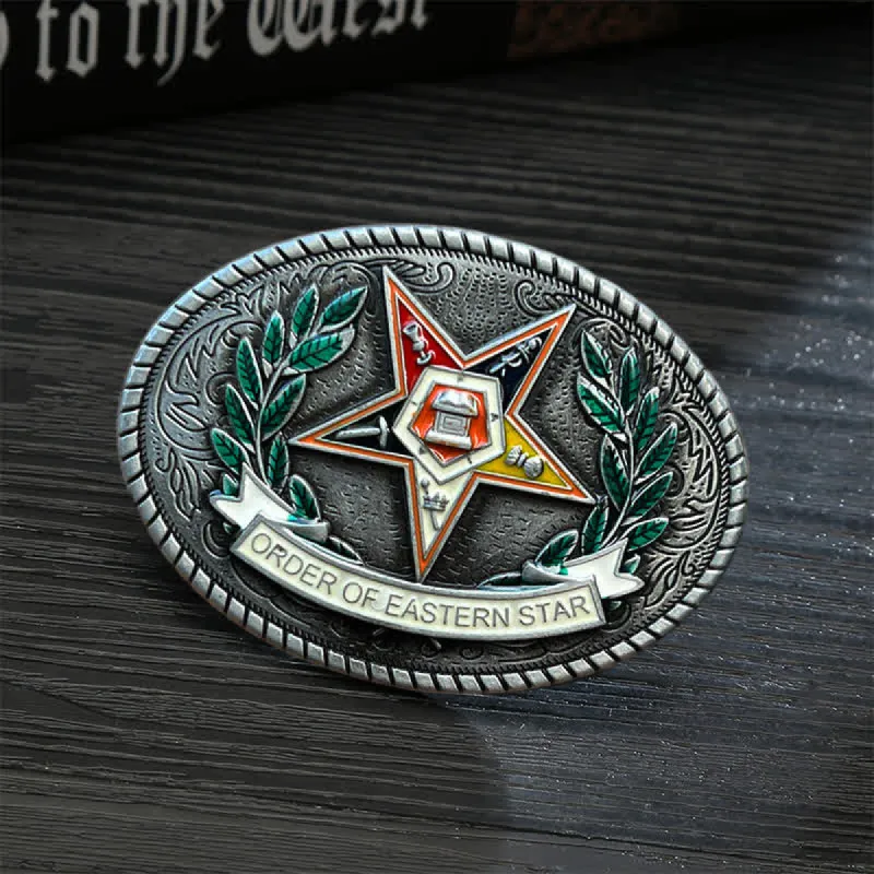 Men's DIY Pentagram Eastern Star Buckle Leather Belt sold by FloralTrip