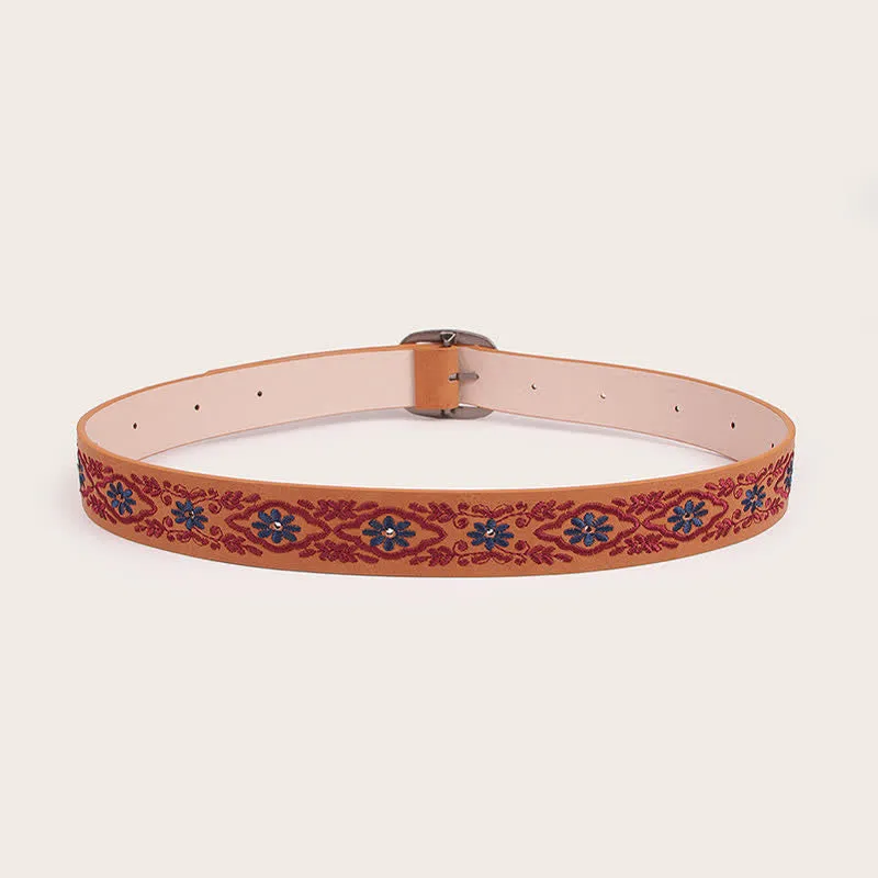 Women's Ethnic Style Flower Embroidery Leather Belt sold by FloralTrip product image thumbnail 4