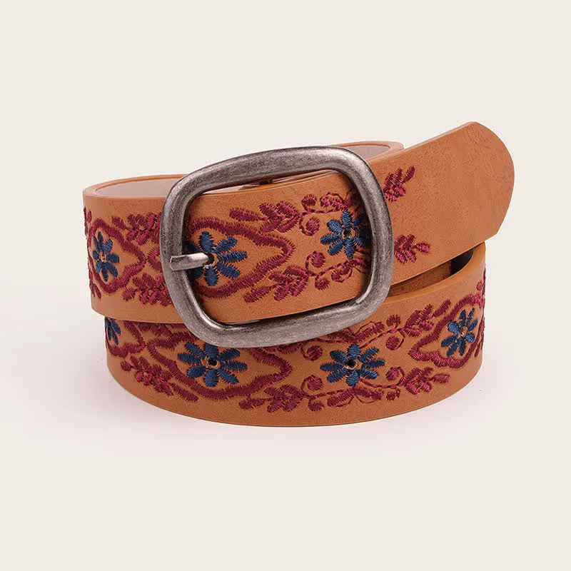 Women's Ethnic Style Flower Embroidery Leather Belt sold by FloralTrip product image thumbnail 3