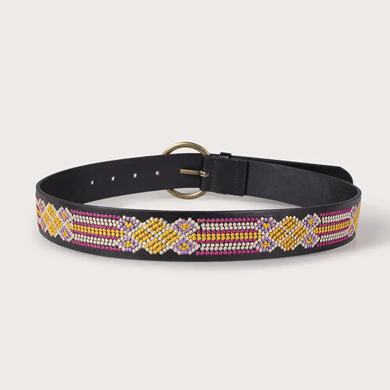 Women's Boho Floral Embroidery Ethnic Leather Belt sold by FloralTrip product image thumbnail 4