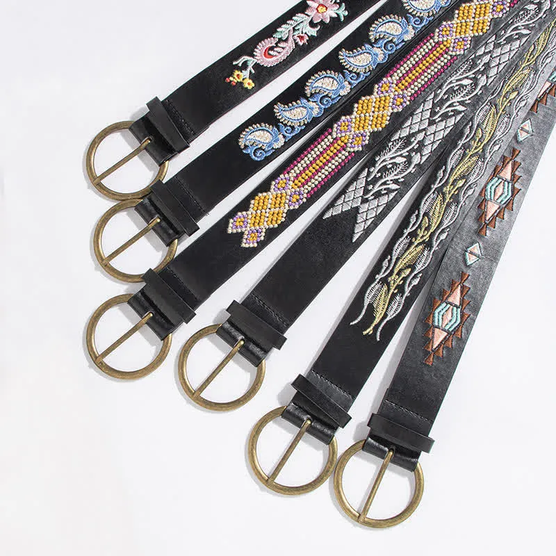 Women's Boho Floral Embroidery Ethnic Leather Belt sold by FloralTrip product image thumbnail 3