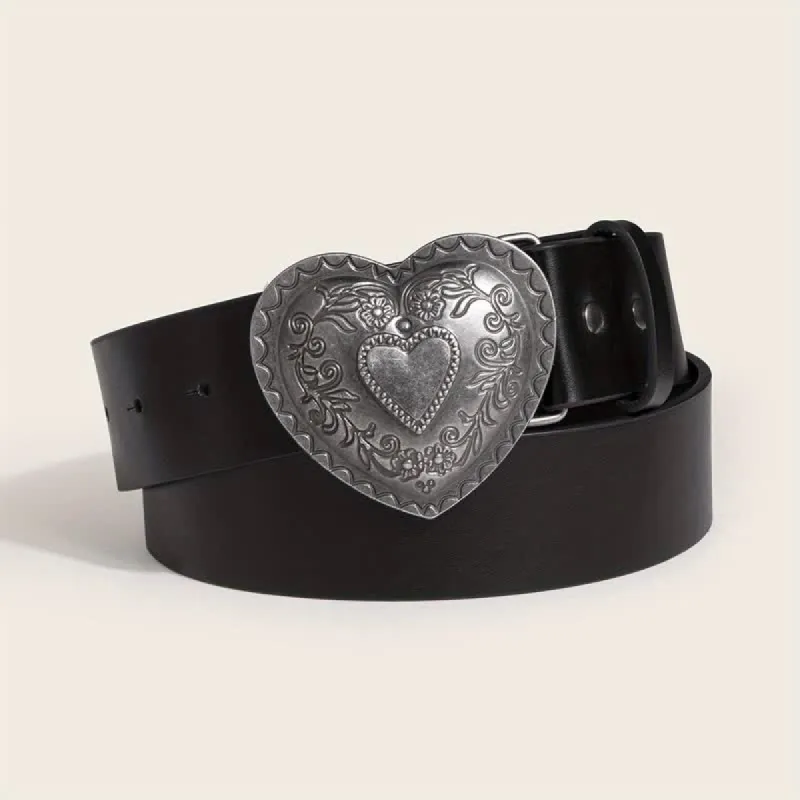 Women's Heart Shape Floral Engraved Leather Belt sold by FloralTrip