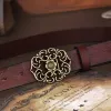Women's Vintage Flower Hollow Buckle Embossed Leather Belt sold by FloralTrip