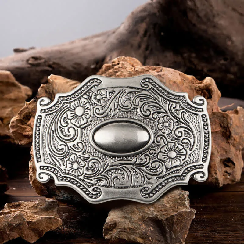 Men's DIY Engraved Floral Decor Buckle Leather Belt sold by FloralTrip