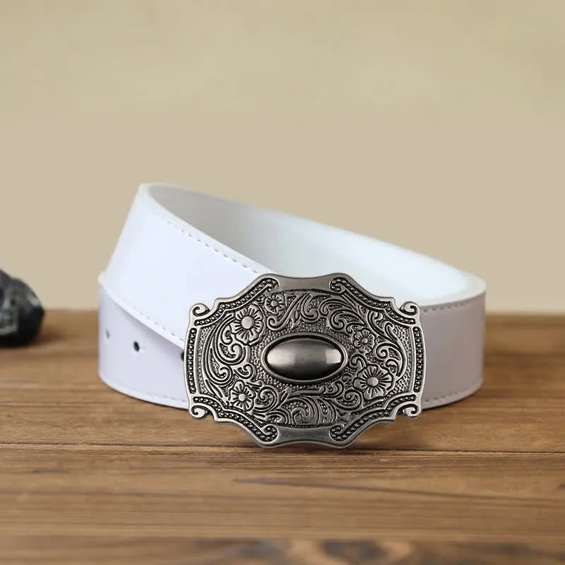 Men's DIY Engraved Floral Decor Buckle Leather Belt sold by FloralTrip product image thumbnail 5