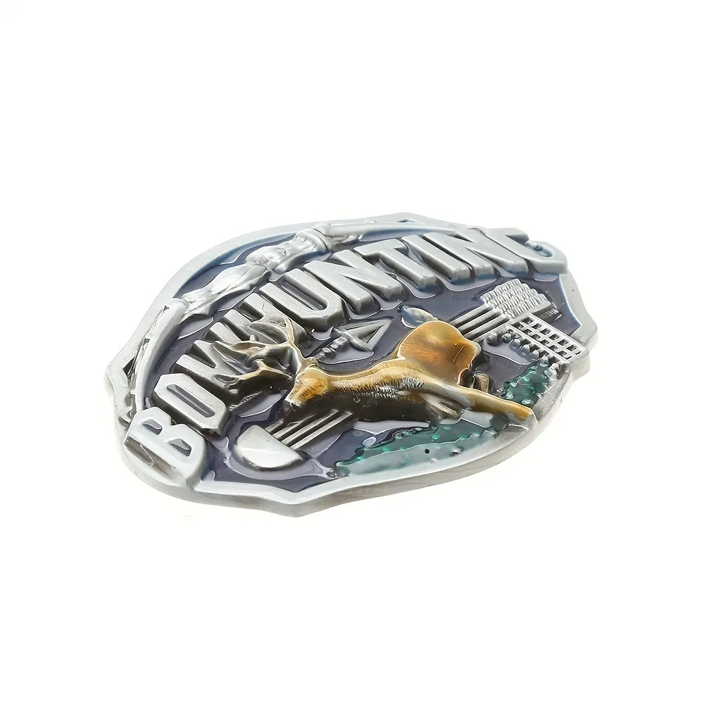 Men's DIY Bowhunting Deer Enamel Buckle Leather Belt sold by FloralTrip product image thumbnail 4