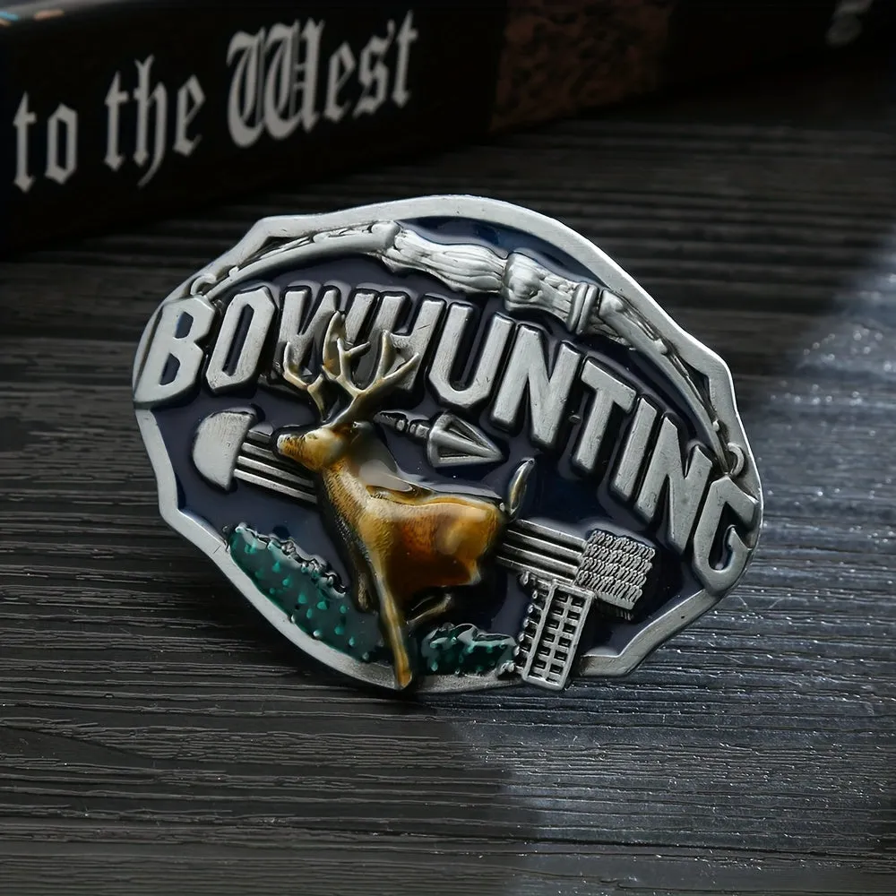 Men's DIY Bowhunting Deer Enamel Buckle Leather Belt sold by FloralTrip