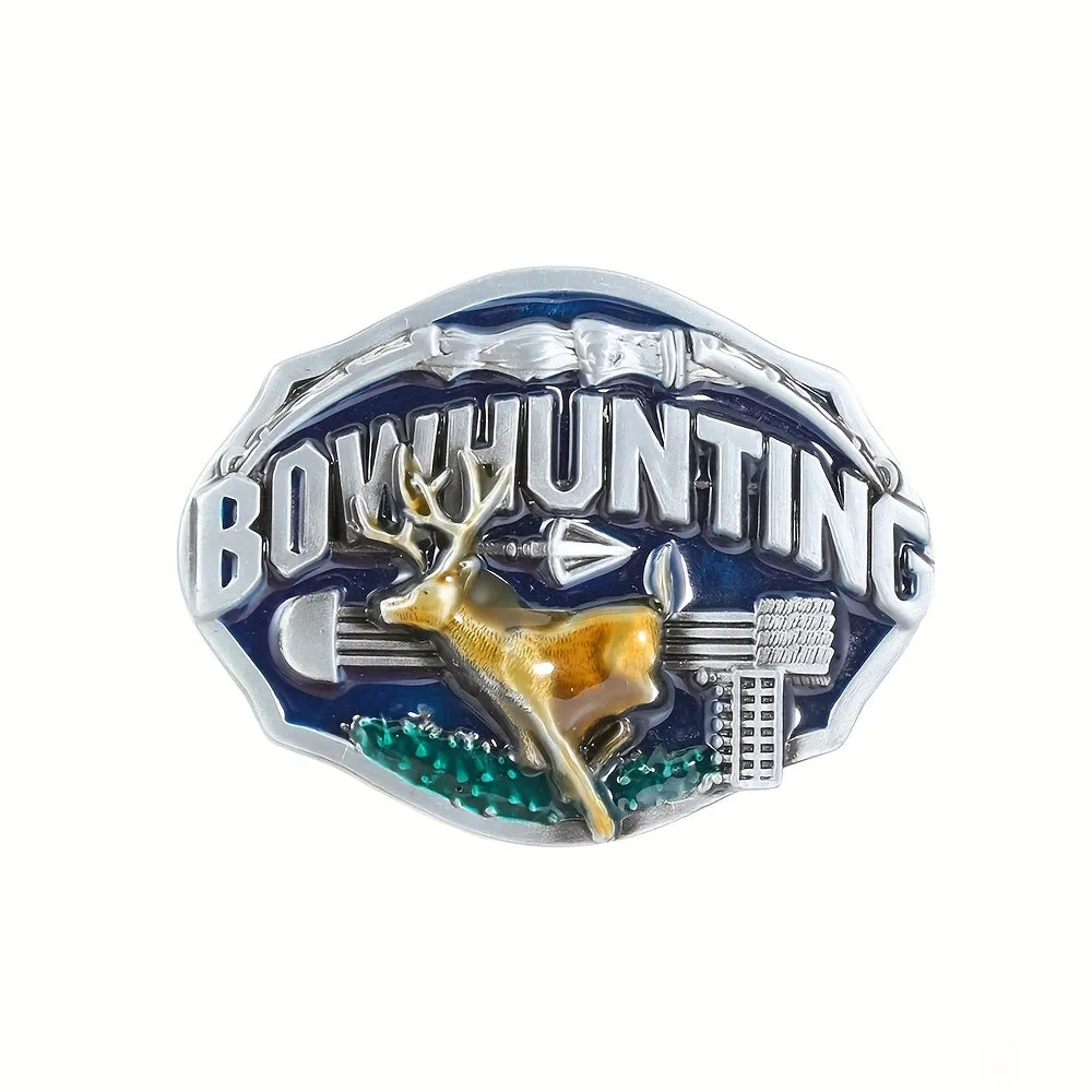 Men's DIY Bowhunting Deer Enamel Buckle Leather Belt sold by FloralTrip product image thumbnail 3