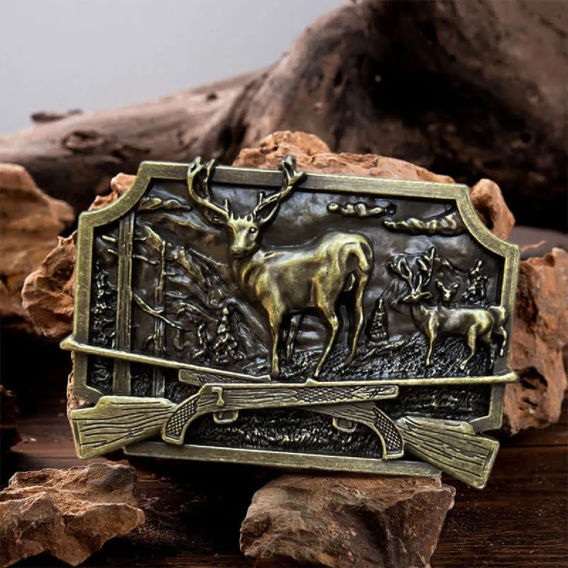 Men's DIY Deer Shotgun Hunter Buckle Leather Belt sold by FloralTrip