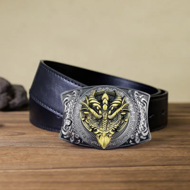 Men's DIY Sharp-billed Dragon Hidden Folding Knife Leather Belt sold by FloralTrip product image thumbnail 5