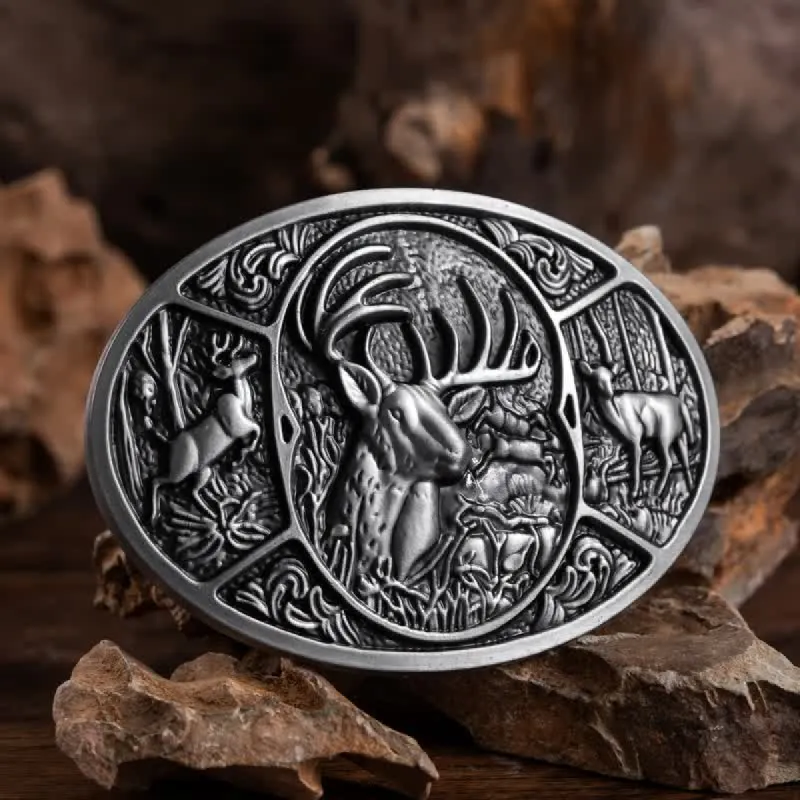 Men's DIY Animal Elk Deer Buckle Leather Belt sold by FloralTrip