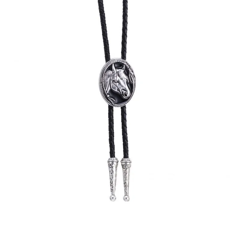 Western Ethnic Embossed Horse Head Bolo Tie sold by FloralTrip