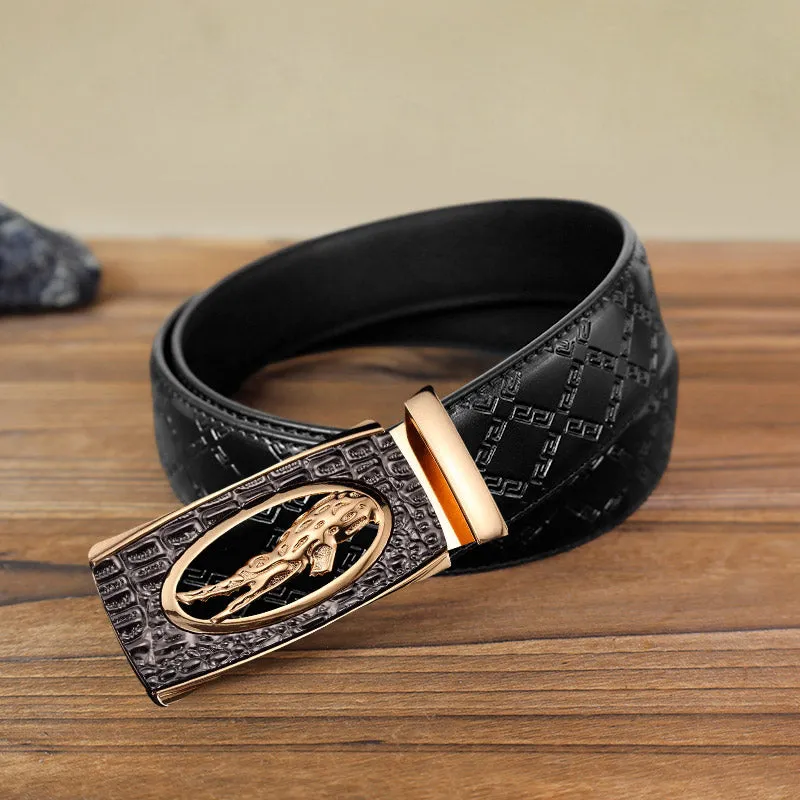 Men's DIY Hollow Crocodile Automatic Buckle Leather Belt sold by FloralTrip product image thumbnail 3