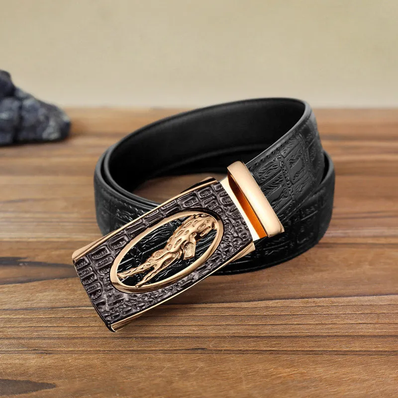 Men's DIY Hollow Crocodile Automatic Buckle Leather Belt sold by FloralTrip product image thumbnail 4