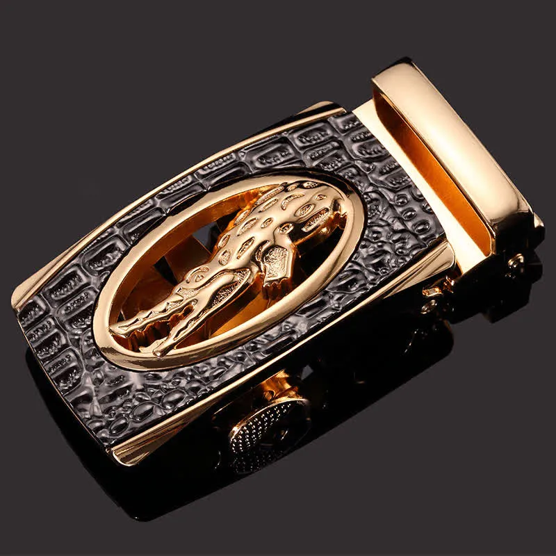 Men's DIY Hollow Crocodile Automatic Buckle Leather Belt sold by FloralTrip