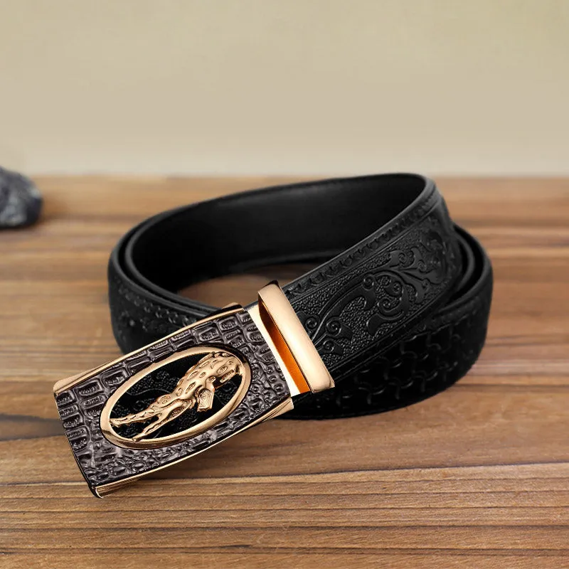 Men's DIY Hollow Crocodile Automatic Buckle Leather Belt sold by FloralTrip product image thumbnail 5