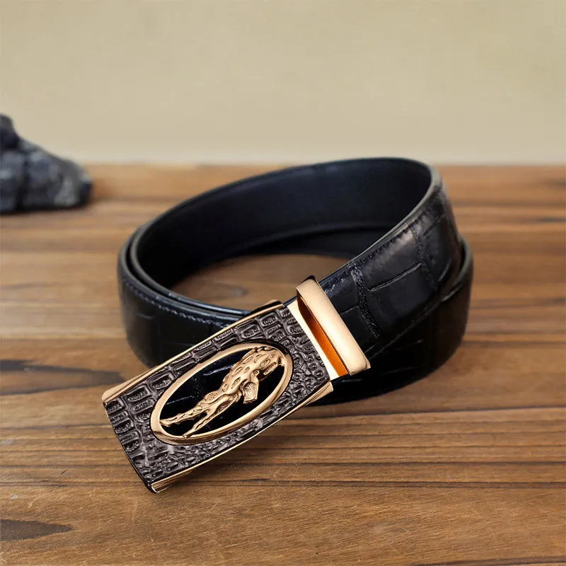 Men's DIY Hollow Crocodile Automatic Buckle Leather Belt sold by FloralTrip product image thumbnail 2