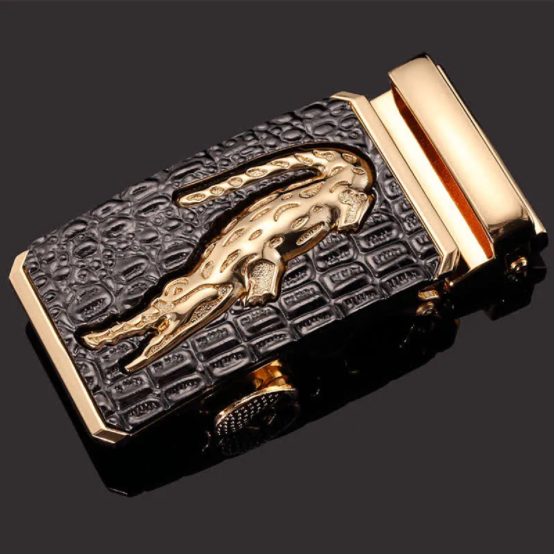 Men's DIY Crocodile Square Automatic Buckle Leather Belt sold by FloralTrip